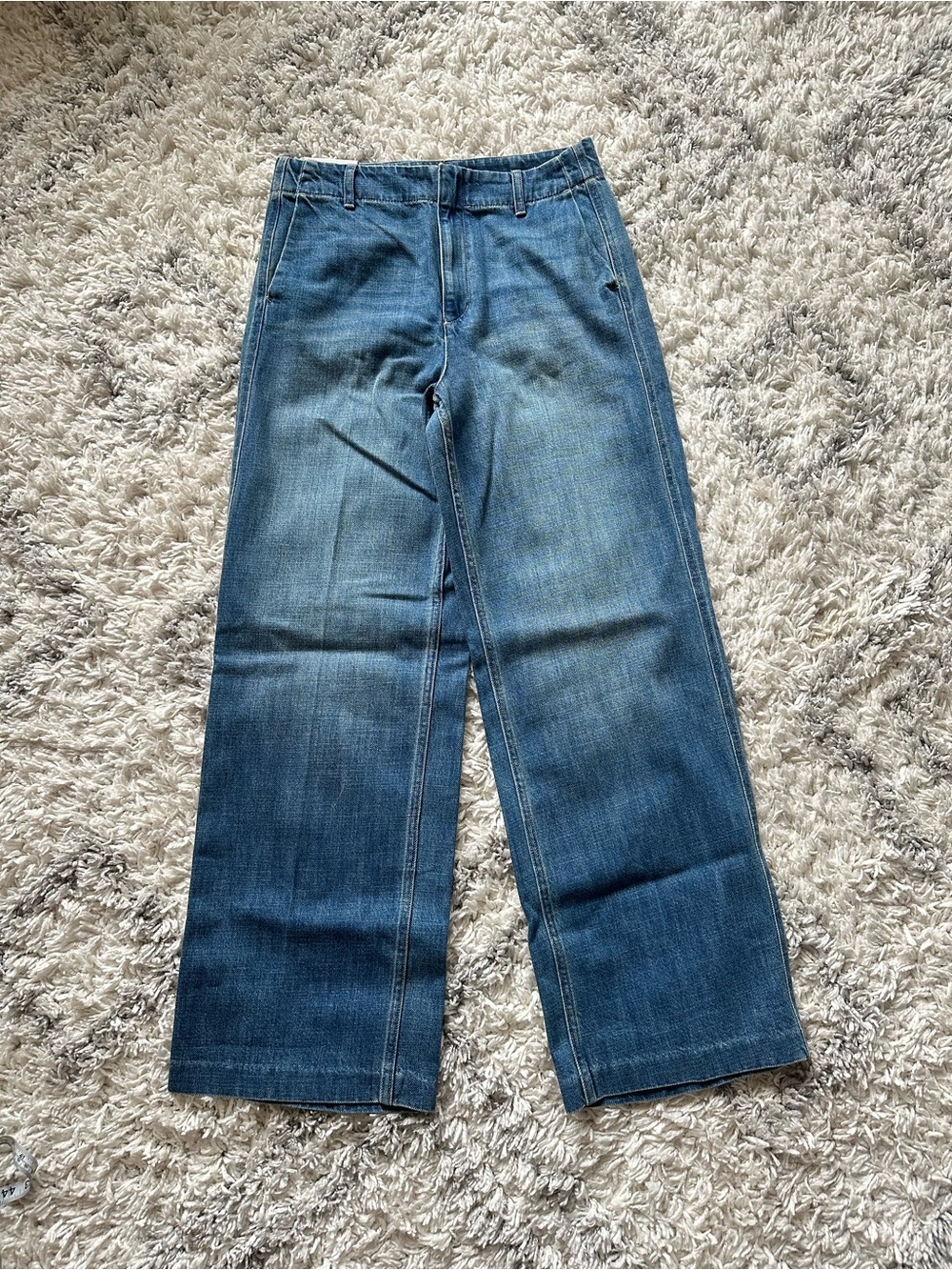 H&M Women's Wide Leg Blue straight high waisted Denim Jeans size 8